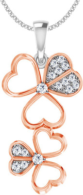 40% OFF on Jacknjewel Hanging Floral Leaf 14K Rose Gold Plated 14K Diamond Gold Pendant