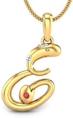 19% OFF on Candere Initial E Vakratunda 14K Ruby Yellow Gold Pendant