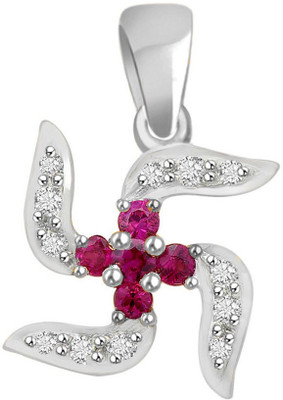 Ciemme 0.24 Ct Swastik Rudraksha 18K Diamond, Ruby White Gold Pendant