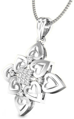 Candere Little Hearts Diamond Rhodium Plated 14K White Gold Pendant