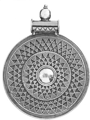 Exotic India Shield with Granulation Work Sterling Silver Pendant