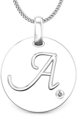 Candere Initials A Aesthetic Embossed 18K Diamond White Gold Pendant