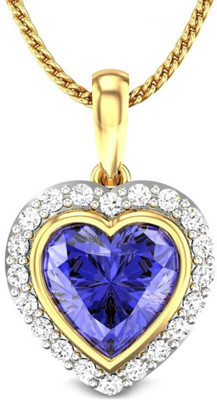 Candere Uttara Rhodium Plated 14K Tanzanite Yellow Gold Pendant