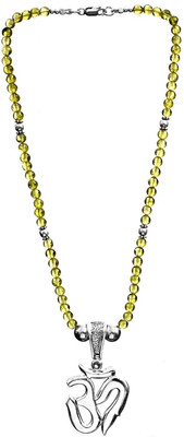 Exotic India OM AUM Peridot Sterling Silver Pendant