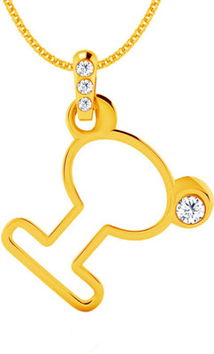 40% OFF on Jacknjewel Feather Touch I 14K Yellow Gold Plated Diamond Gold Pendant