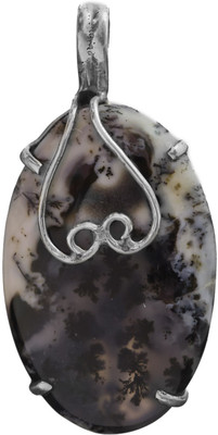 Exotic India Dendrite Oval Sterling Silver Pendant