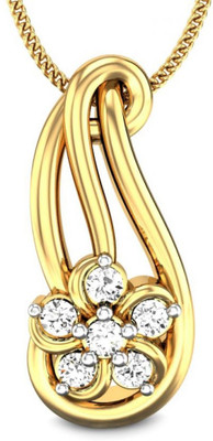 Candere Angel glitter Rhodium Plated Diamond Yellow Gold Pendant