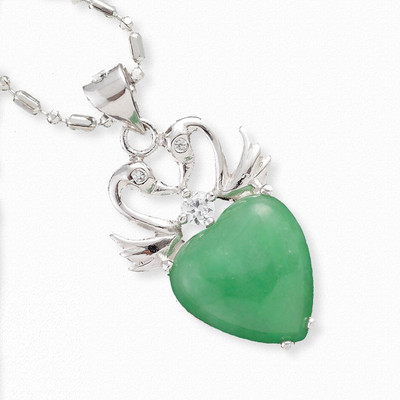 23% OFF on Aapno Rajasthan Green Agate and Silver Swan Pendant Silver Pendant