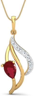 KuberBox Chivalric 14K Diamond, Ruby Gold Pendant