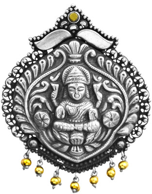Exotic India Devi Lakshmi South Indian Temple Jewelry Sterling Silver Pendant