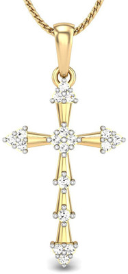 20% OFF on Candere Holy Cross Diamond Rhodium Plated 14K Yellow Gold Pendant