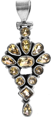 Exotic India Faceted Citrine Sterling Silver Pendant