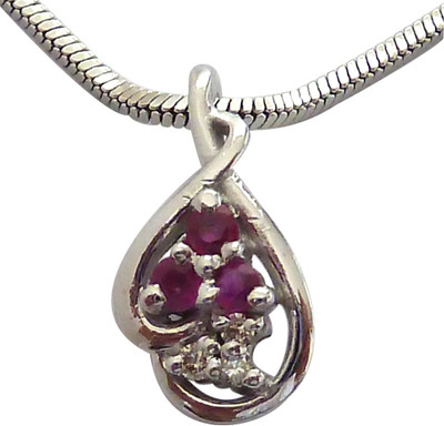19% OFF on Surat Diamond Diamond, Ruby Sterling Silver Pendant