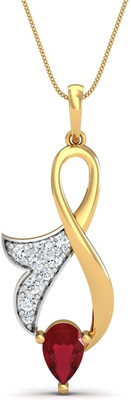 KuberBox Regal 14K Diamond, Ruby Gold Pendant