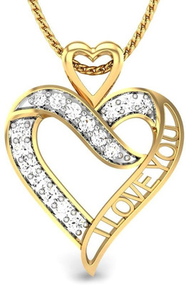 Candere I Love You Rhodium Plated Yellow Gold Pendant