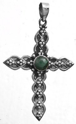 Exotic India Cross Malachite Sterling Silver Pendant Exotic India Cross Malachite Sterling Silver Pendant