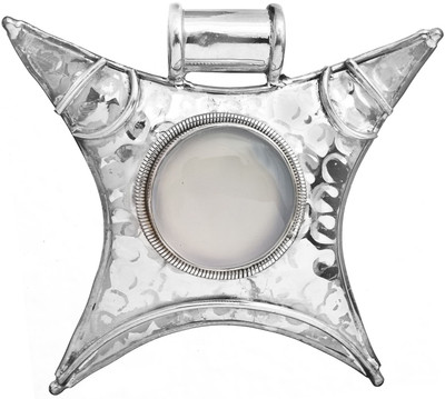 Exotic India Large Chalcedony Sterling Silver Pendant
