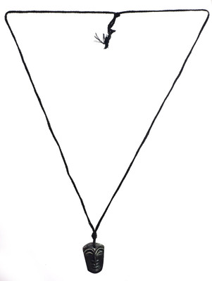 Exotic India Tribal Face Pendant with Cord Stone Pendant