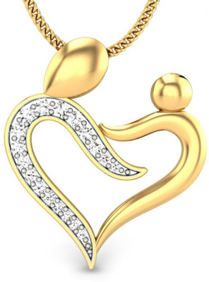 Candere Abhiprithi Rhodium Plated 14K Diamond Yellow Gold Pendant