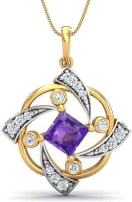 KuberBox La H?lice 14K Diamond, Amethyst Gold Pendant