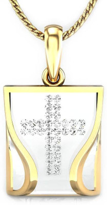 19% OFF on Candere White Soul Cross Rhodium Plated Yellow Gold Pendant