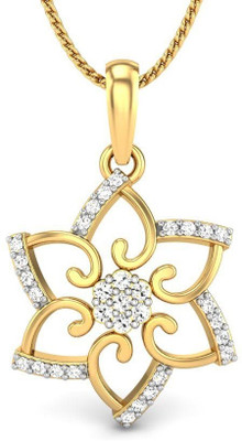 Candere Solitaire Star Rhodium Plated Yellow Gold Pendant