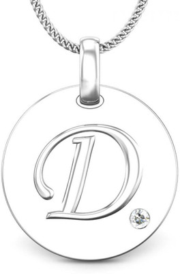 Candere Initials D Aesthetic Embossed 18K Diamond White Gold Pendant