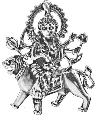 Exotic India Goddess Durga Sterling Silver Pendant