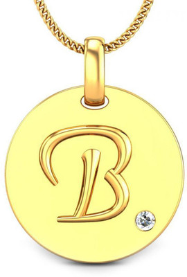 Candere Initials B Aesthetic Embossed 18K Diamond Yellow Gold Pendant