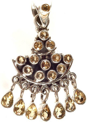 Exotic India Faceted with Seven Dangles Citrine Sterling Silver Pendant Exotic India Faceted with Seven Dangles Citrine Sterling Silver Pendant
