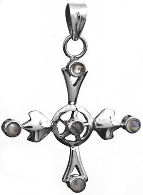 Exotic India Cross Moonstone Sterling Silver Pendant Exotic India Cross Moonstone Sterling Silver Pendant