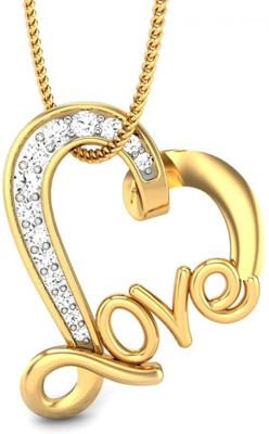 Candere Zoya Rhodium Plated 18K Diamond Yellow Gold Pendant