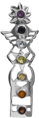 Exotic India Kundalini Chakras Amethyst, Peridot, Garnet, Citrine, Topaz, Carnelian Sterling Silver Pendant Exotic India Kundalini Chakras Amethyst, Peridot, Garnet, Citrine, Topaz, Carnelian Sterling Silver Pendant