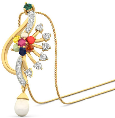 WearYourShine by PCJ The Talaith 18K Diamond, Ruby, Emerald, Sapphire, Coral, Garnet, Cat's Eye Gold Pendant