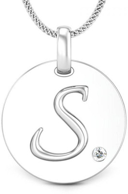 Candere Initials S Aesthetic Embossed 18K Diamond White Gold Pendant