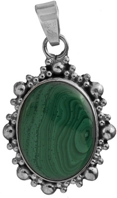 Exotic India Designer Malachite Sterling Silver Pendant
