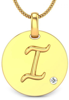 Candere Initials I Aesthetic Embossed 18K Diamond Yellow Gold Pendant