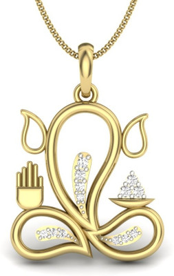 KuberBox Ganpati 14K Diamond Gold Pendant