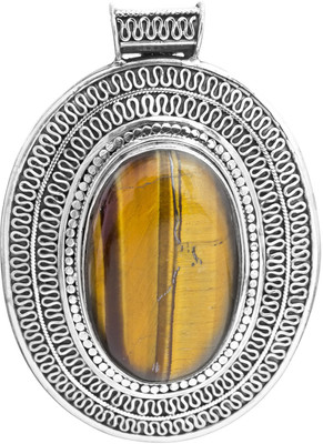 Exotic India Tiger Eye Large Sterling Silver Pendant