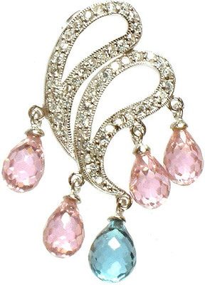 Exotic India Designer Zircon Sterling Silver Pendant