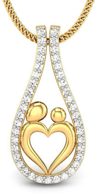 Candere Aayushi Rhodium Plated 18K Diamond Yellow Gold Pendant