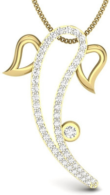KuberBox Lady Ganesha 18K Diamond Yellow Gold Pendant