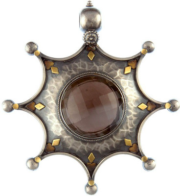 Exotic India Faceted Smoky Large Quartz Sterling Silver Pendant Exotic India Faceted Smoky Large Quartz Sterling Silver Pendant