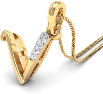 WearYourShine by PCJ The Initial V Diamond 18K Diamond Gold Pendant