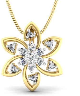KuberBox Sashta Pankhuri 18K Diamond Yellow Gold Pendant
