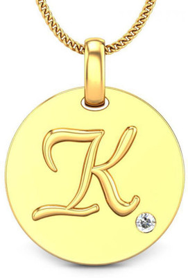 Candere Initials K Aesthetic Embossed 18K Diamond Yellow Gold Pendant