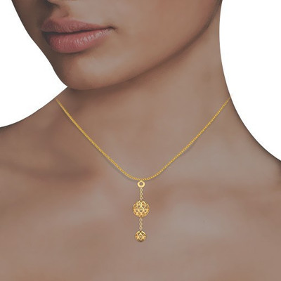20% OFF on Aurobliss.com Celtic Spherical Row 18K Cubic Zirconia Yellow Gold Pendant
