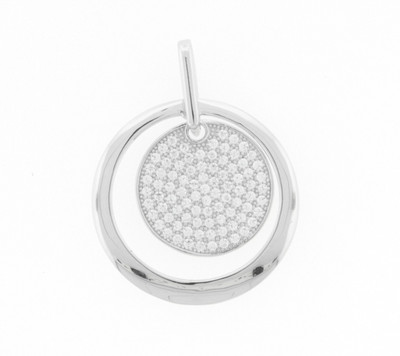 64% OFF on Glitz Design Double Circle Filled With Cz'S Over Sterling Silver Plated Cubic Zirconia Silver Pendant