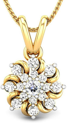 Candere Sparkling Rhodium Plated Yellow Gold Pendant