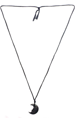 Exotic India Crescent Moon Cord Carved Stone from Mahabalipuram Stone Pendant